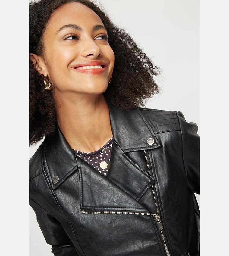 Buy Dorothy Perkins Tall Faux Leather Biker Jacket In Black 6thStreet