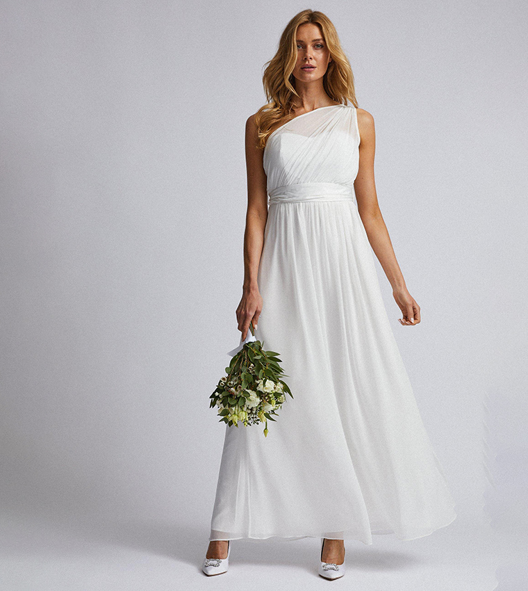 Buy Dorothy Perkins One Shoulder Bridal Maxi Dress In White 6thStreet Qatar