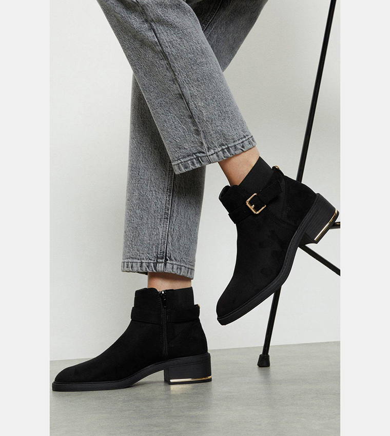 Buy Dorothy Perkins Milly Buckle Detail Ankle Boots In Black 6thStreet Qatar