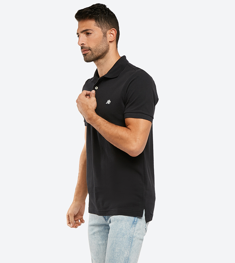 Classic Collared Short Sleeve Polo Shirt - Black AR-6027-4289