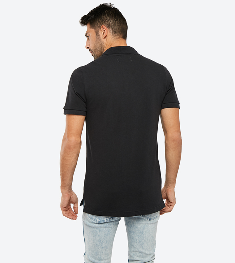 Classic Collared Short Sleeve Polo Shirt - Black AR-6027-4289