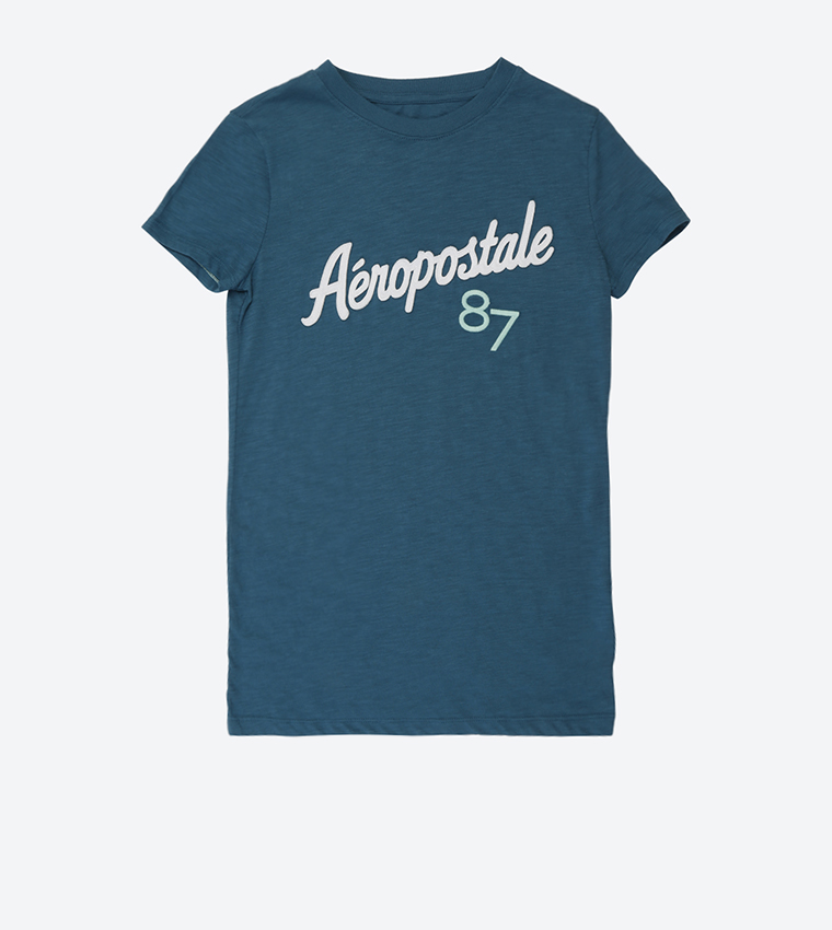 Aeropostale 87 Embroidered T-Shirt - Blue AR-8008-3652