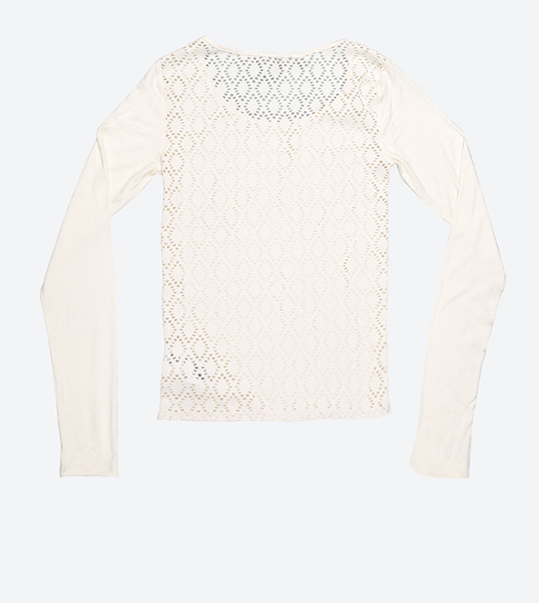 Regular Fit Scoop Neck Top - White
