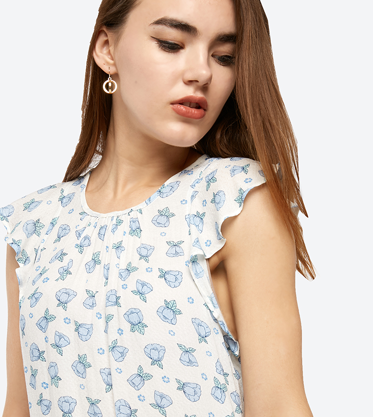 Sleeveless Printed Top - White AR-8319-4314