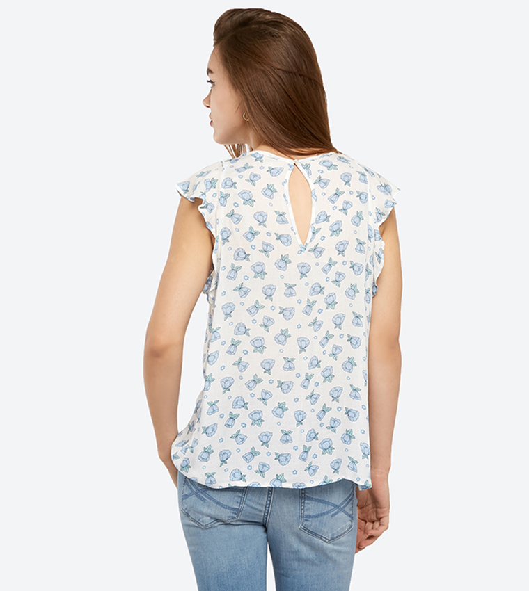 Sleeveless Printed Top - White AR-8319-4314