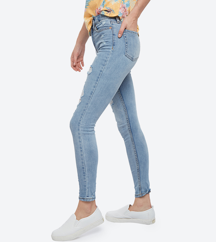 5-Pockets Ripped Jeans - Light Blue AR-8701-4561