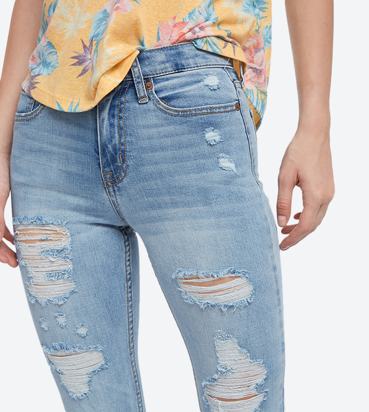 5-Pockets Ripped Jeans - Light Blue AR-8701-4561