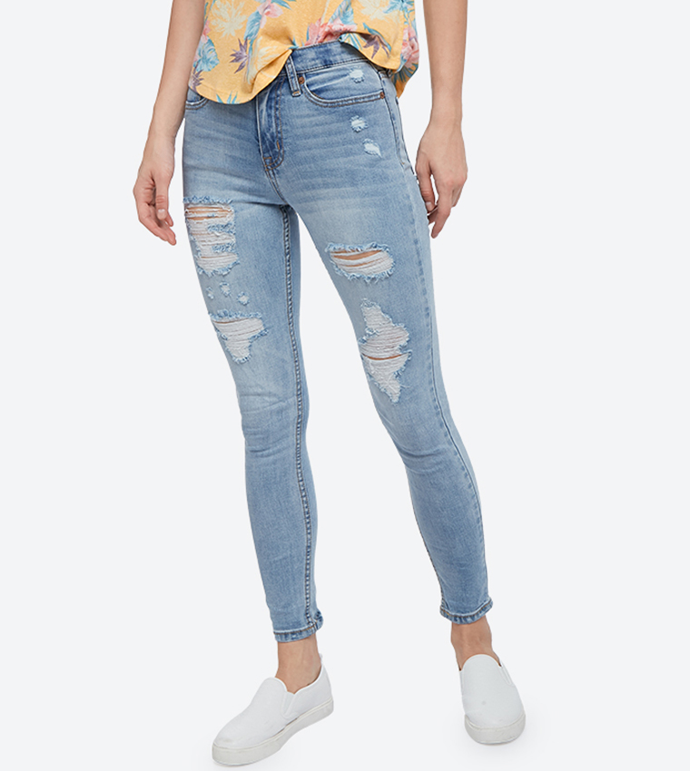 5-Pockets Ripped Jeans - Light Blue AR-8701-4561