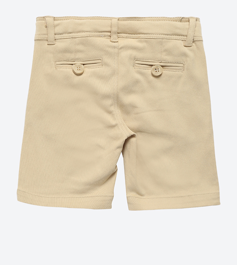 4-Pockets Flat Front Shorts - Beige AR-9107-8017