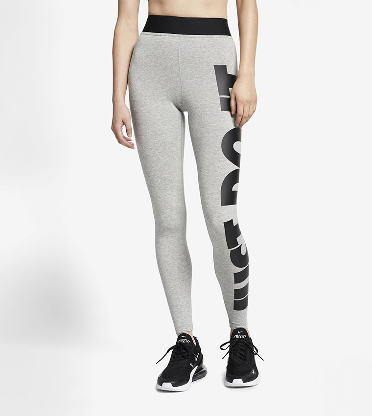 Buy Nike Logo Print Tights Grey In Grey 6thStreet Qatar