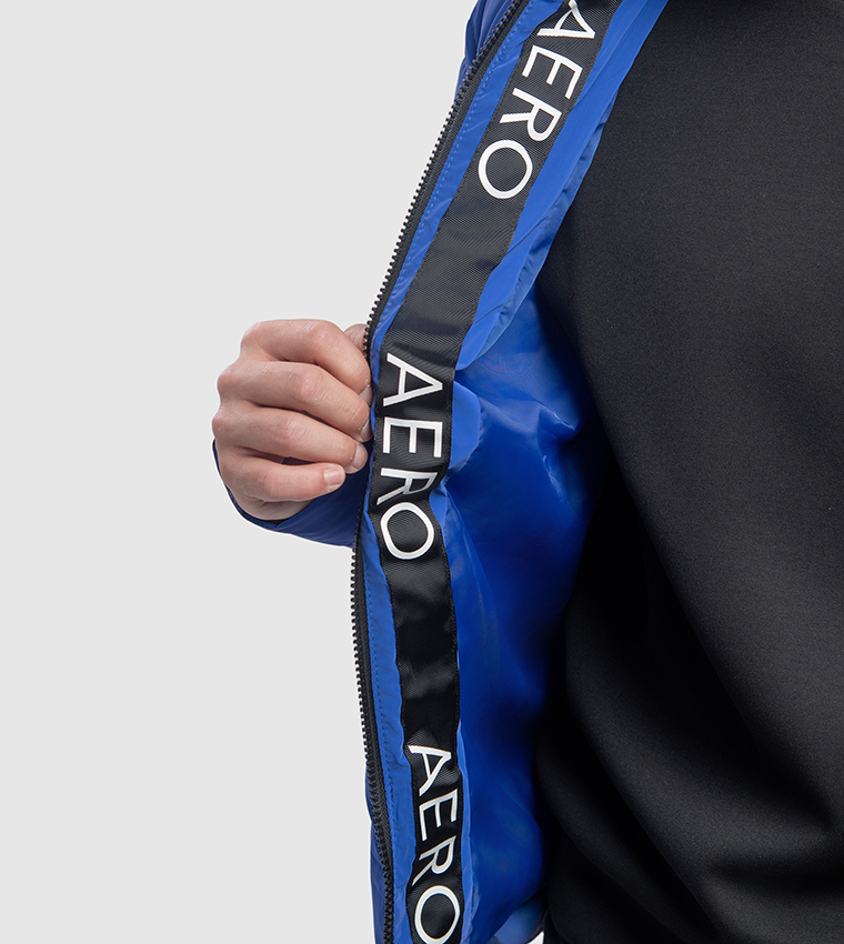 Aero Men's Zippered Lightweight Hooded Padded Jacket