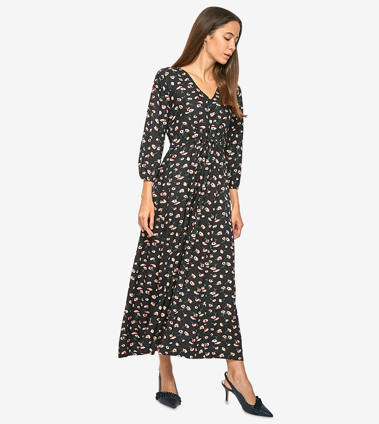 Buy Aeropostale Long Sleeve V Neck Maxi Dress Black In Black