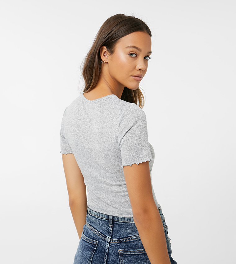 Lettuce Edge Cropped Casual T-Shirt