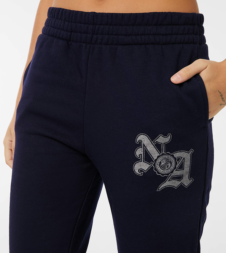 Buy Ardene Printed Fleece Lined Joggers In Blue 6thStreet Saudi