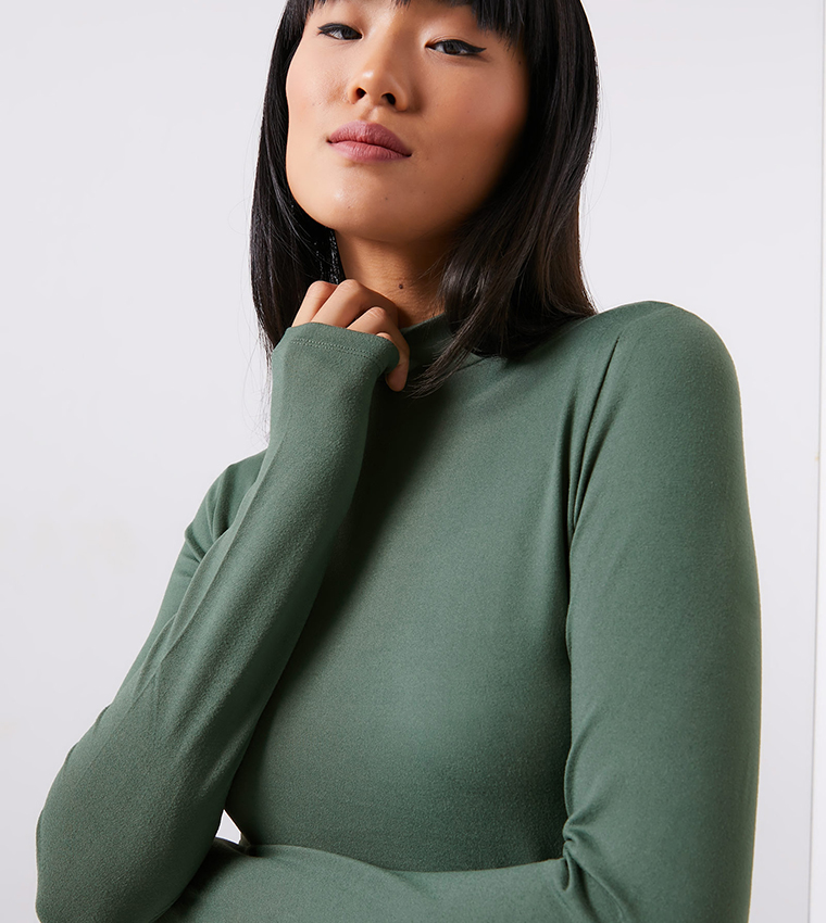 Buy Ardene Solid Long Sleeves Midi Dress In Green | 6thstreet Qatar Buy Ardene Solid Long Sleeves Midi Dress In Green | 6thstreet Qatar