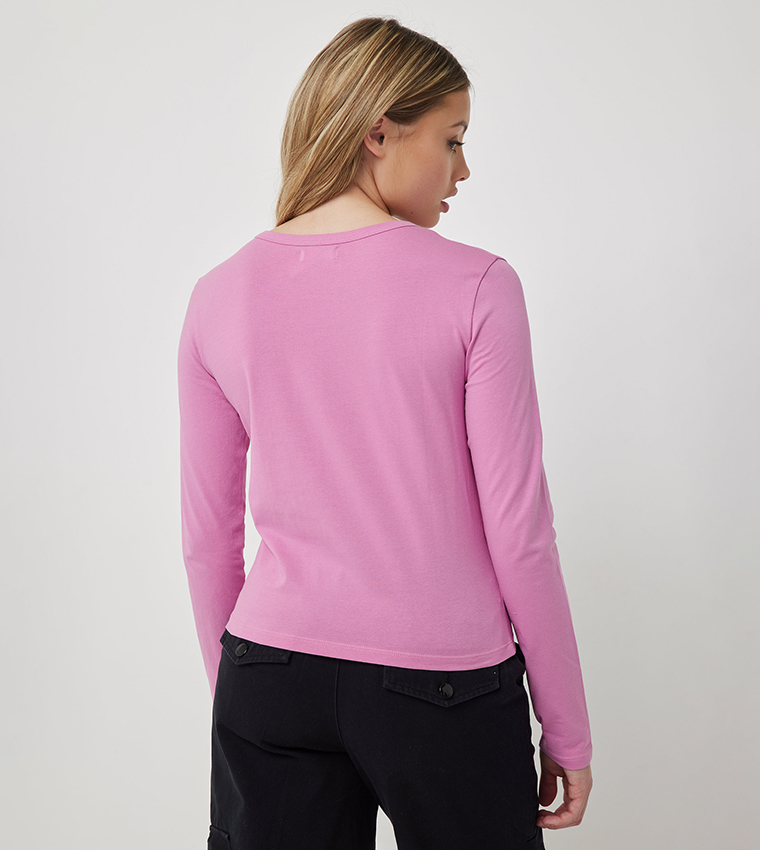 Solid Long Sleeves Cropped Top