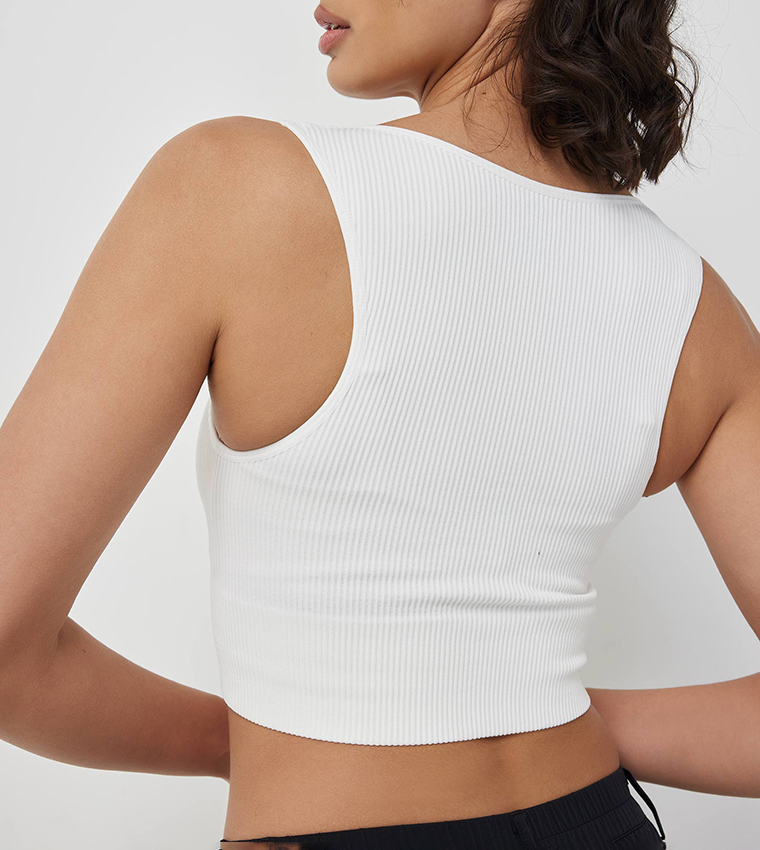 Solid V-Neck Crop Top