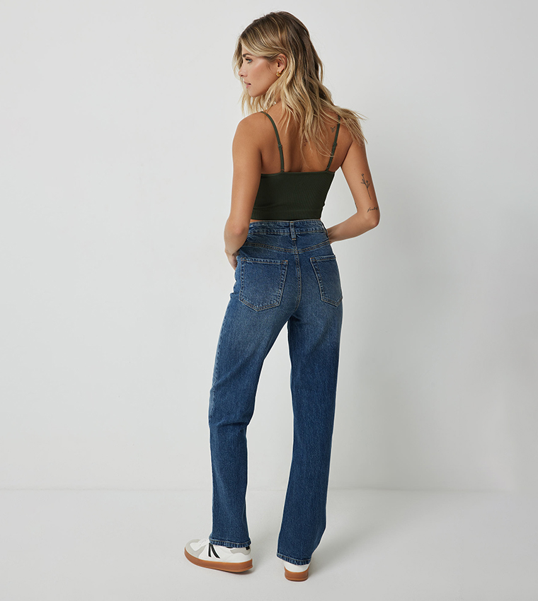 Faded 90's High Rise Straight Fit Jeans