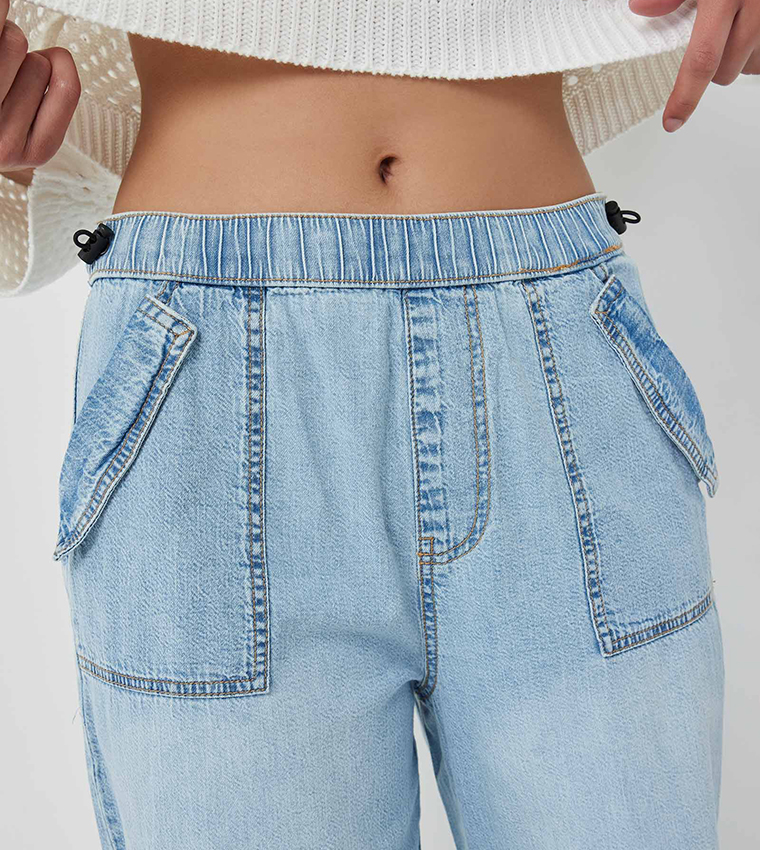 Faded Low Rise Parachute Jeans