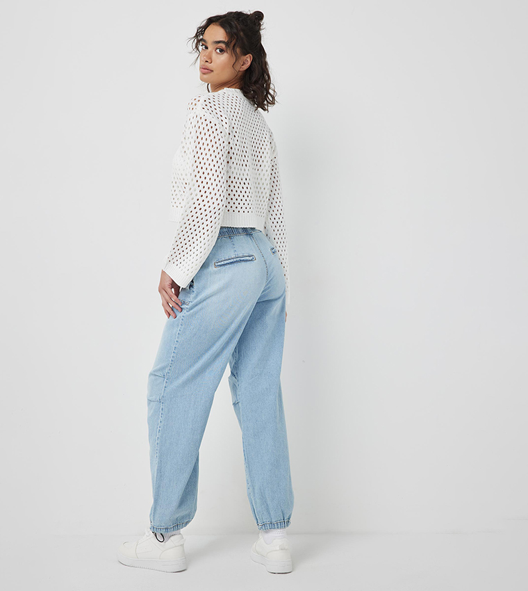 Faded Low Rise Parachute Jeans