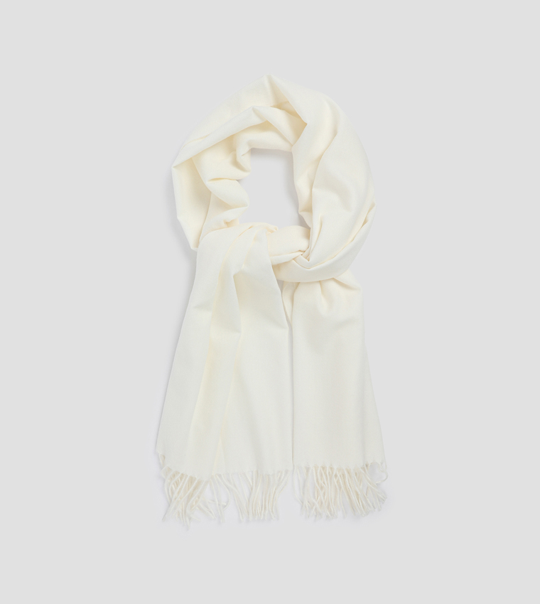 Solid Tassel Trim Scarf