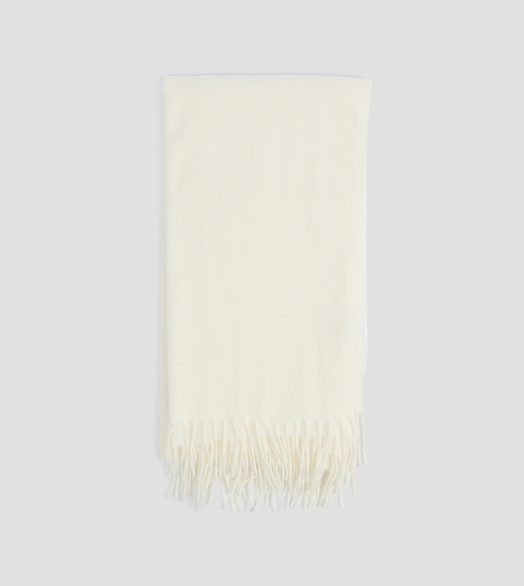 Solid Tassel Trim Scarf