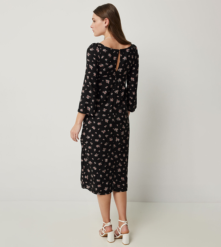Floral Printed Ruched Midi Dress