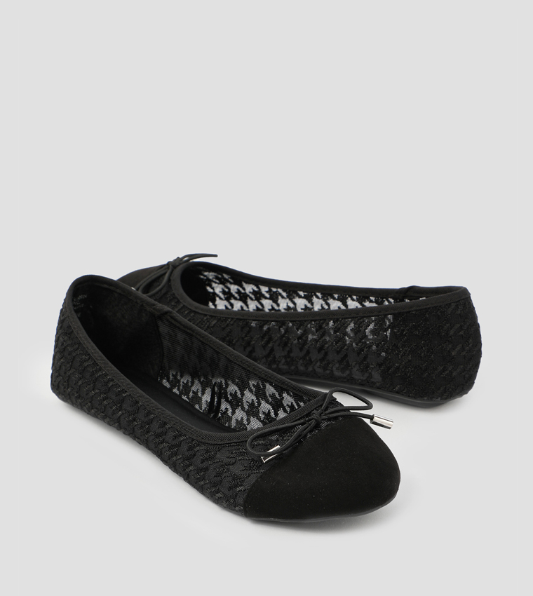 Hounsdtooth Mesh Ballet Flats