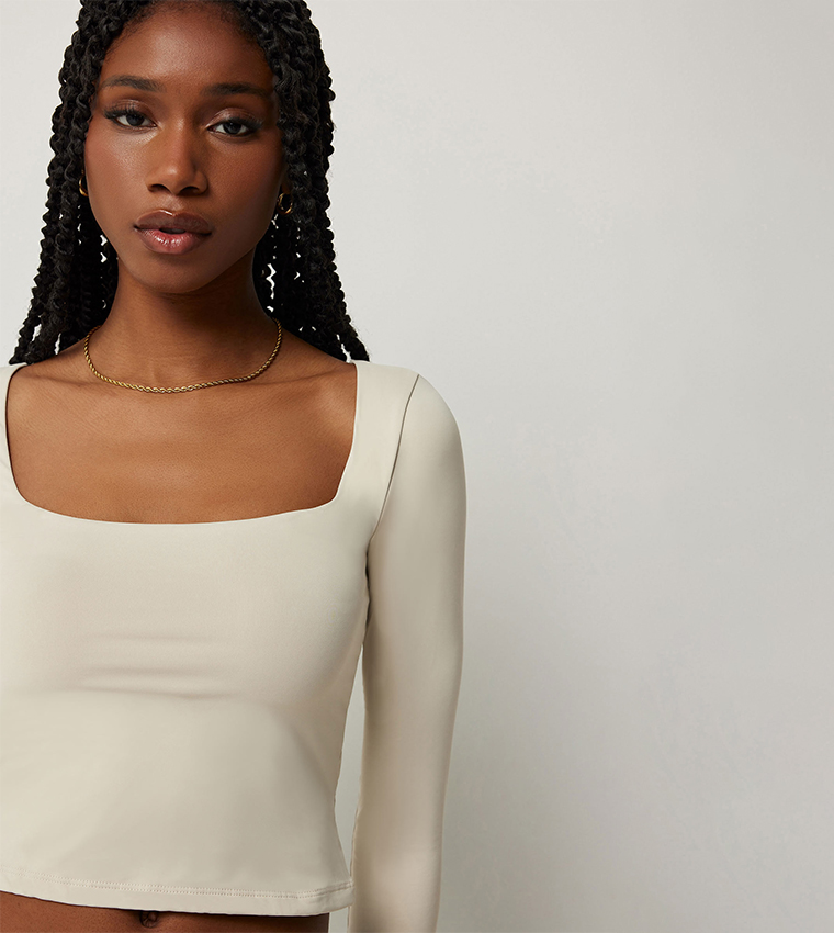 Solid Square Neck Crop Top