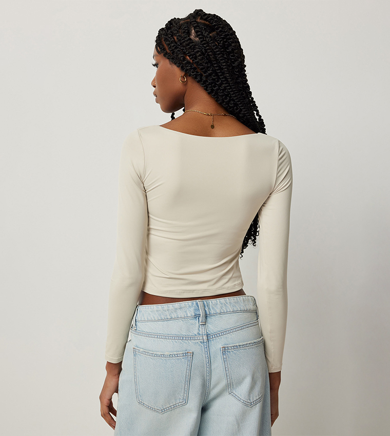 Solid Square Neck Crop Top