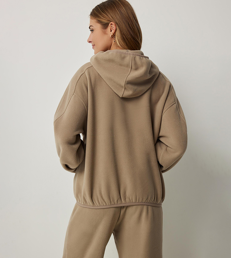 Solid Hooded Fleece Jacket