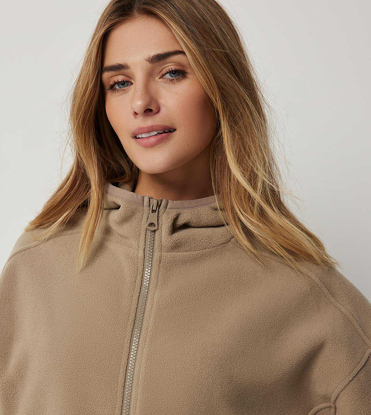 Solid Hooded Fleece Jacket