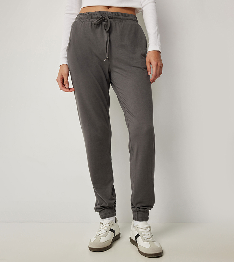 Solid Drawstring Waist Joggers