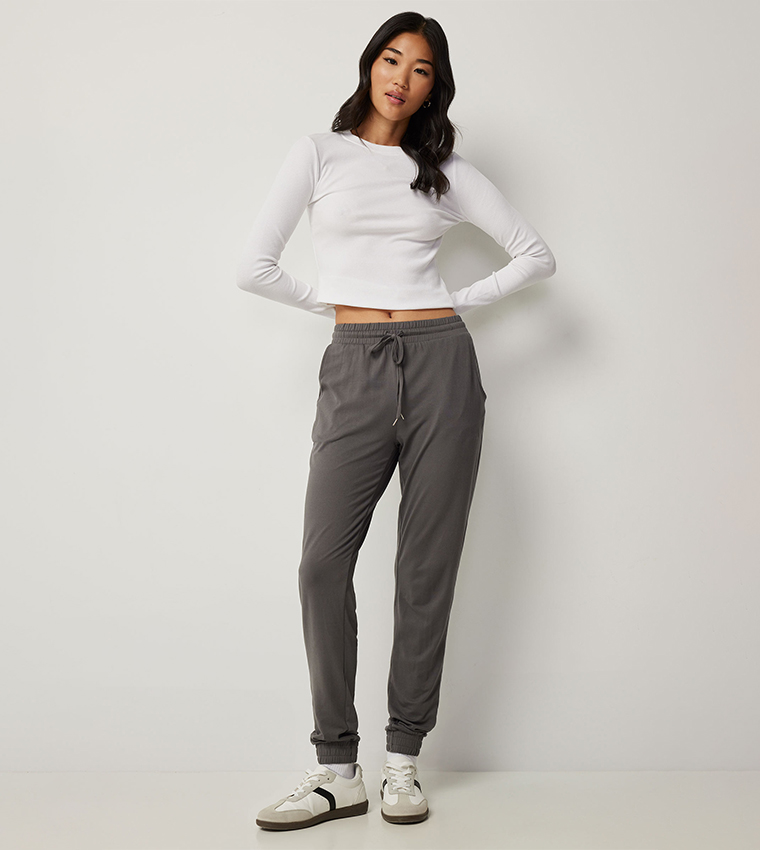 Solid Drawstring Waist Joggers