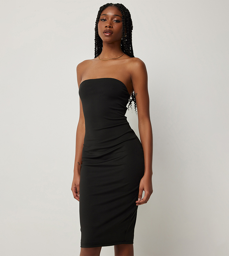 Solid Strapless Bodycon Dress