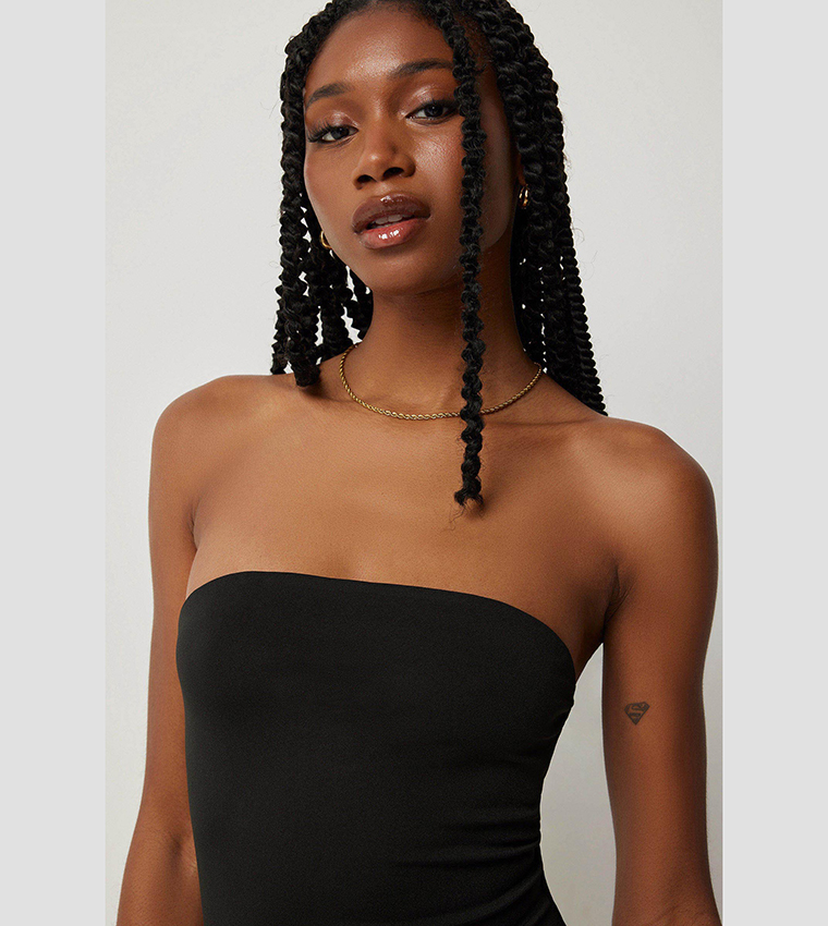 Solid Strapless Bodycon Dress