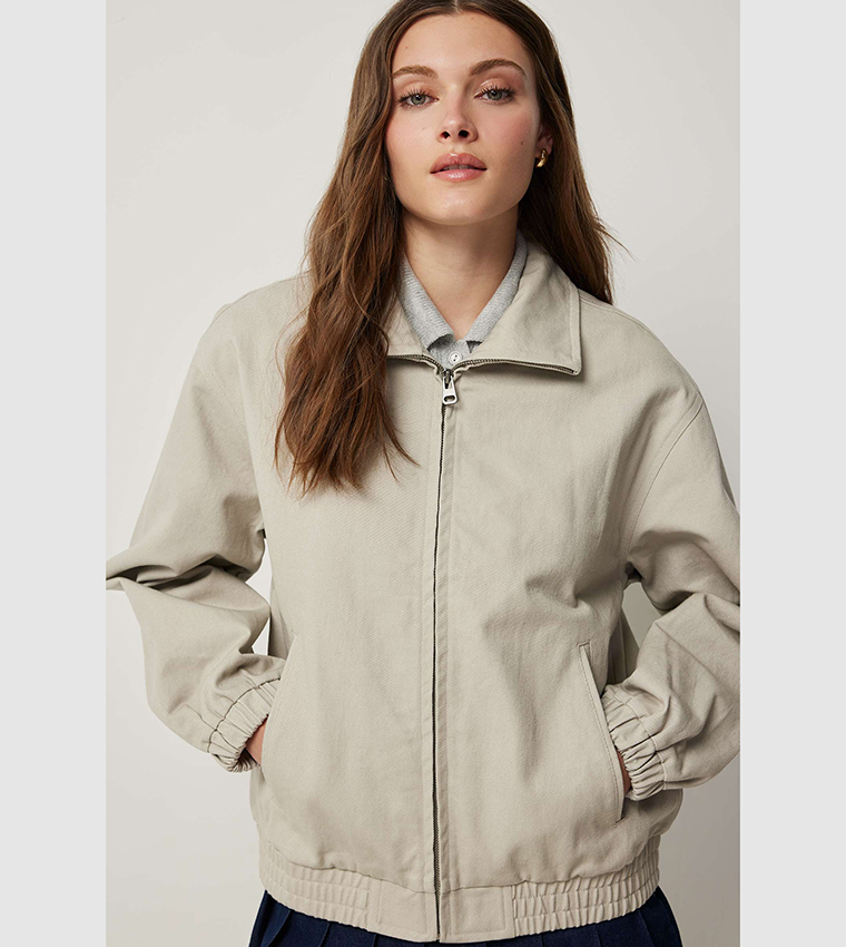 Oversized Twill Bomber Jacket