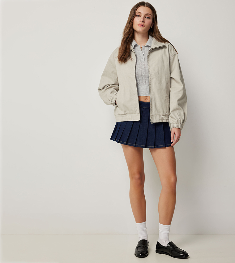 Oversized Twill Bomber Jacket