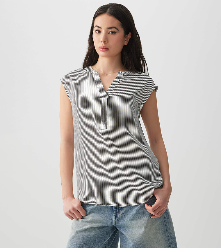 Striped V-Neck Top
