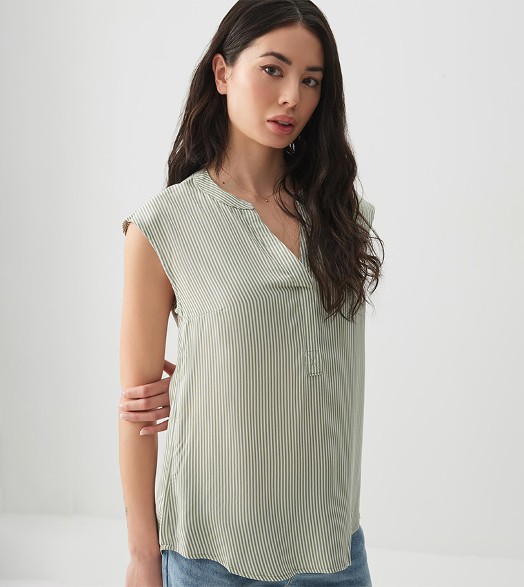 Striped V-Neck Top