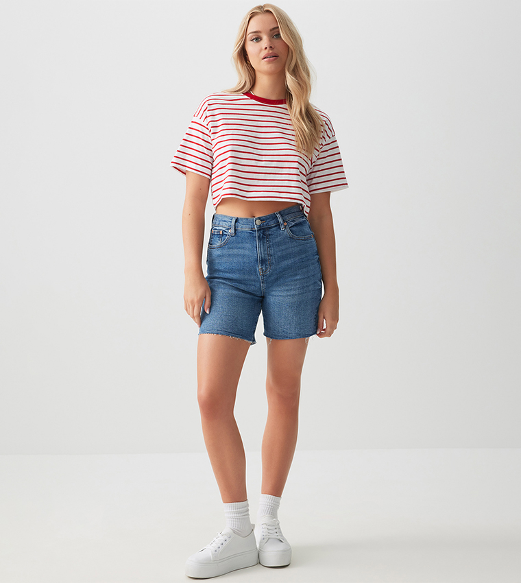Striped Crop Boxy T-Shirt