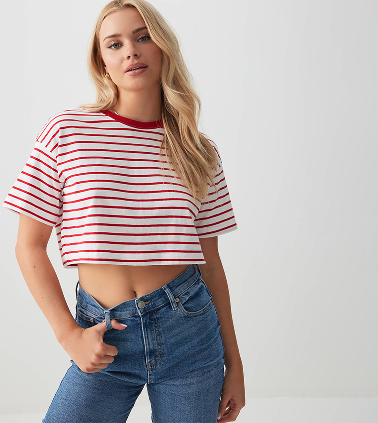 Striped Crop Boxy T-Shirt
