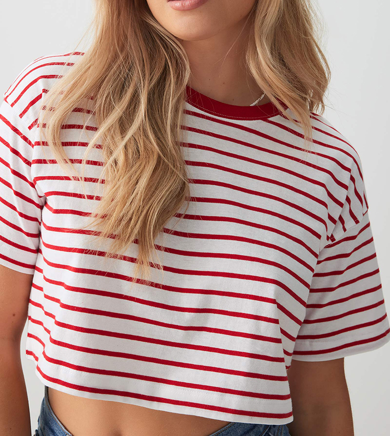 Striped Crop Boxy T-Shirt
