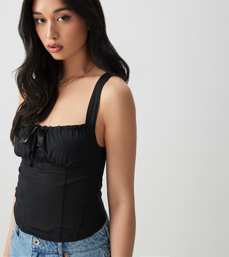 Bow Detail Strappy Crop Top