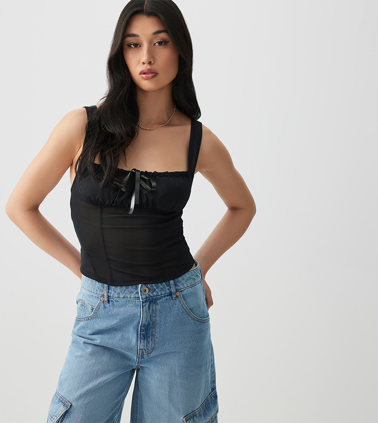 Bow Detail Strappy Crop Top