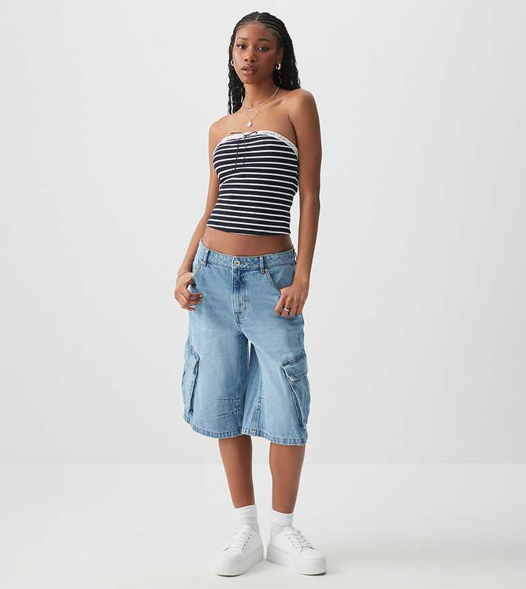 Striped Tube Top with Bow