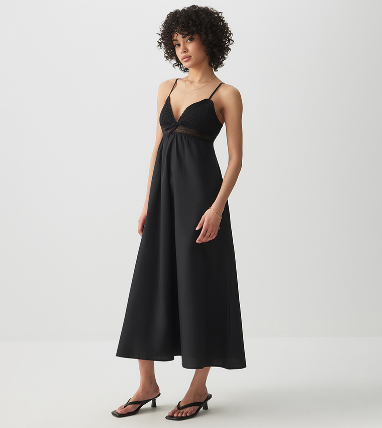 Smocked Strappy Maxi Dress