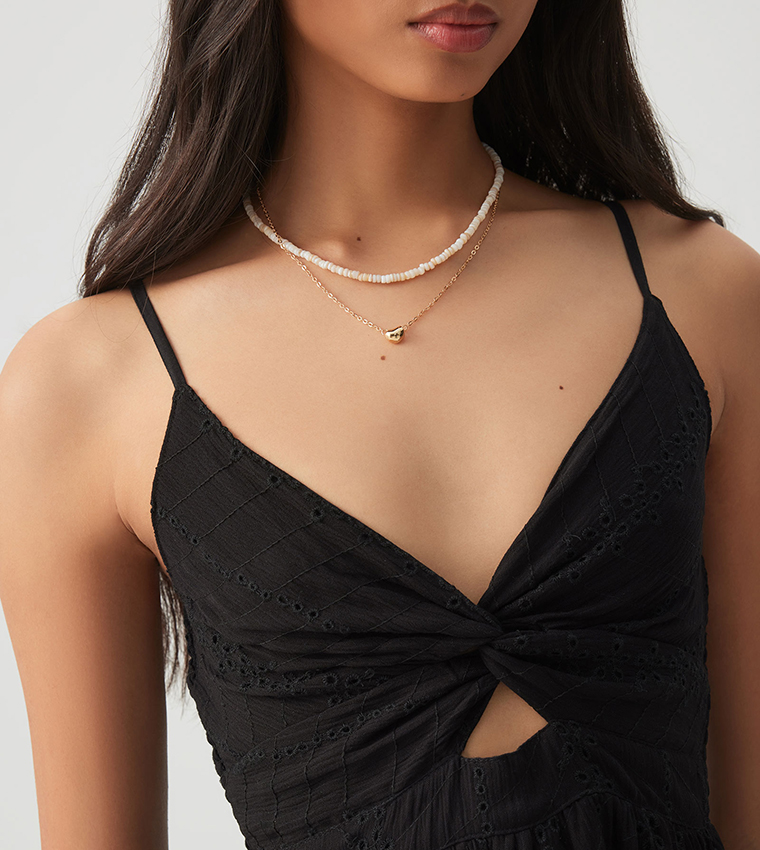 Twist Front Schiffli Mini Dress