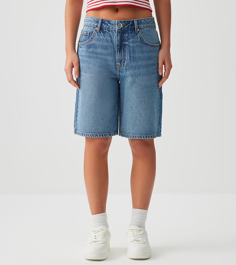 شورت برمودا جينز بخصر عالي