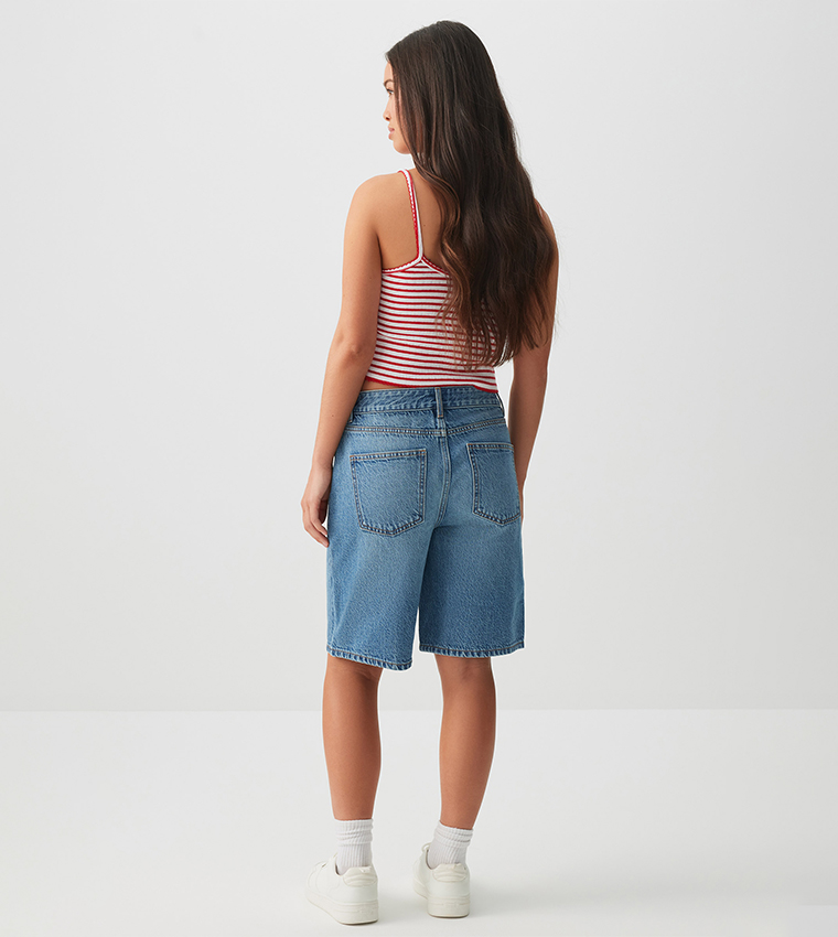 شورت برمودا جينز بخصر عالي